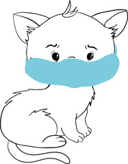  The cat in the mask. Face mask. cute cat wearing mask for protect themselves form virus or bacteria in flat vector style. Illustration about healthcare of cat. Covid-19. Corona virus.