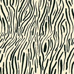 Animal print stripes seamless pattern on light background. Zebra skin handrawn texture.