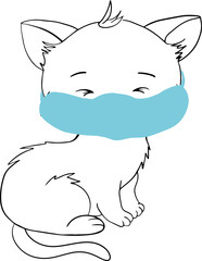  The cat in the mask. Face mask. cute cat wearing mask for protect themselves form virus or bacteria in flat vector style. Illustration about healthcare of cat. Covid-19. Corona virus.