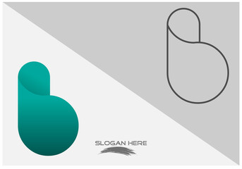 vector illustration of gradient blue color folded 3d creative alphabet small letter b logo design