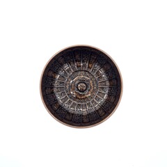 Fototapeta na wymiar Turkish bath bowl copper and nickel colorful vintage embroided bowls and plates for bathroom