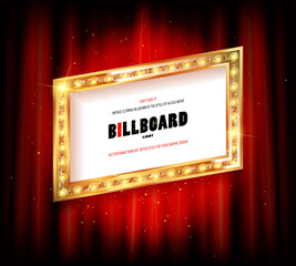 Red Curtain Background Blank Billboard