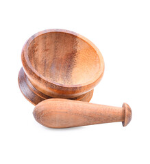 Mortar with pestle isolated on white background
