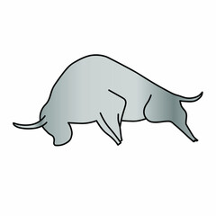 White metal bull. Symbol of 2021. Vector illustration isolated on a white background