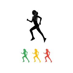 Fototapeta na wymiar Colorful Silhouette of Woman Jogging Outside