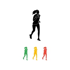 Colorful Silhouette of Woman Jogging Outside