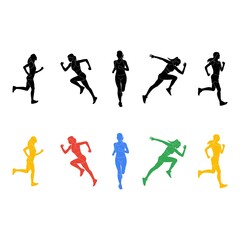 Colorful Silhouette of Woman Jogging Outside