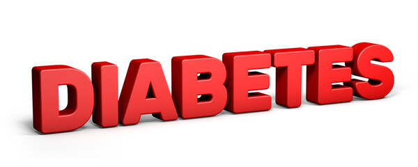 Diabetes 3d word isolated on white background. 3d illustration.