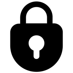 
Filled icon of padlock, detachable lock with a hinged hoop fastened through a ring 
