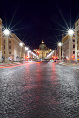 Fototapeta na wymiar Rome: Lights in the night, view of St.Peters