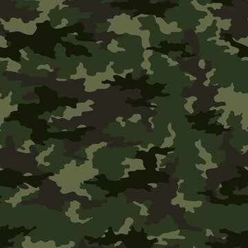 
Green camouflage military texture for textiles. Seamless patterns. Vector illustration.