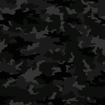 
Camouflage black night background seamless vector trendy design on textiles. Ornament.