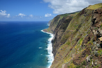 The cliffs near Ponta do Pargo, the most western point of Madeira, Portugal.