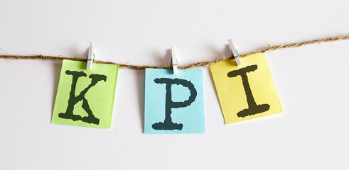 KPI concept - colorful sticky notes with word seo on white background