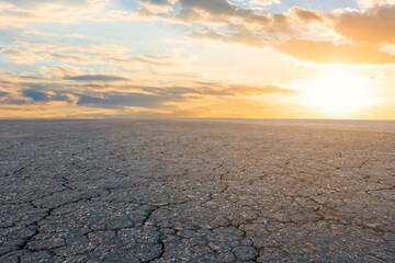 dry cracked land at the sunset, wild outdoor scene