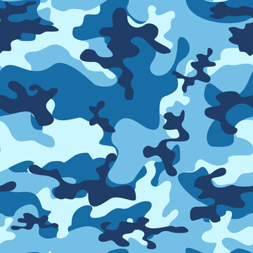 
Blue camouflage vector pattern seamless print. Fashion picture
