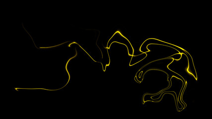 Yellow blur circle neon lighting effects texture for text or copyspace on isolated background. Abstract light speed at motion exposure.