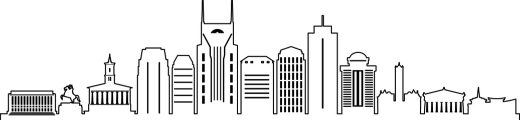 NASHVILLE City Tennessee Skyline Silhouette Cityscape Vector