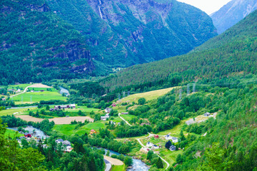 Naklejka na ściany i meble Mountains landscape. Norwegian route Sognefjellet
