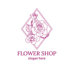 Logo for flower shop. Vector format. Beautiful vector illustration of a rose.