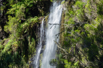 Waterfall at the 25 Fontes - hiking trail on the island of Madeira, Portugal