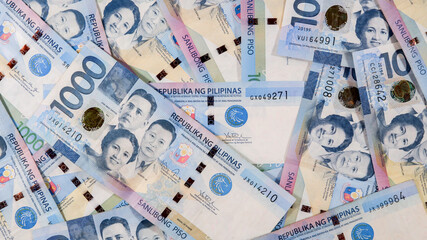 Multiple 1000 Philippine Peso Bills background