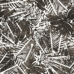 Neutral brown and white tropical palm tree leaves seamless pattern. High quality illustration. Vivid and detailed graphic design. Trendy jungle foliage for fabric or repeat surface design.