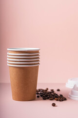 selective focus. paper cups for hot drinks