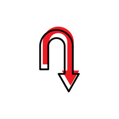 Curved arrow flat icon. Design template vector
