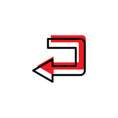 Sharp left turn flat icon. Design template vector