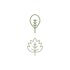 Leaf line icons vector leaves logo design