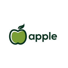 fresh green apple logo vector