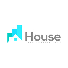 modern blue house logo vector