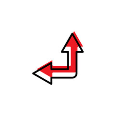 Left and right connected arrow flat icon. Design template vector