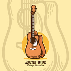 vintage slogan typography acoustic guitar for t shirt design