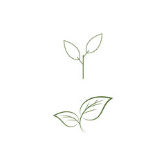 Leaf line icons vector leaves logo design