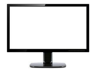 Monitor TV isolated, front view with empty screen, vector illustration.