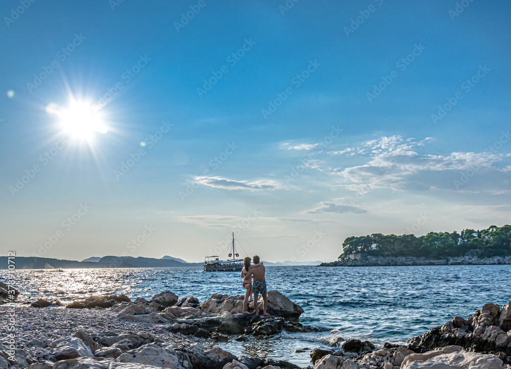 Wall mural a couple enjoying the view