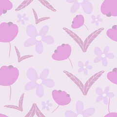 Purple background image purple flowers floral pattern pollen and leaves plants