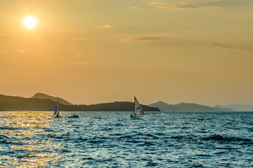 Windsurfing at sunset