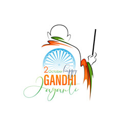 vector illustration of 2nd October- Gandhi Jayanti. - obrazy, fototapety, plakaty