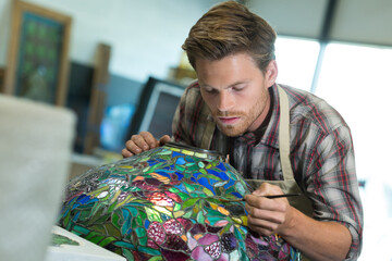 glass painting in art workshop