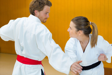 Obraz premium portrait of two judokas fighters