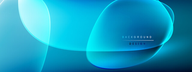 Vector abstract background - liquid bubble shapes on fluid gradient with shadows and light effects. Shiny design template for text