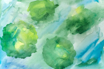 blue and green watercolors on paper texture