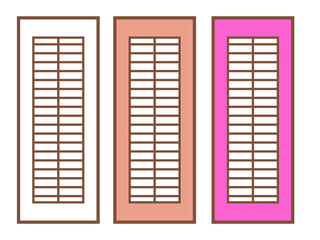 Set of Korean traditional window isolated on white background. Asian traditional window