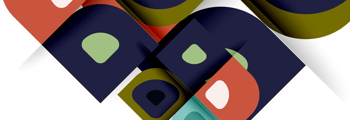 Set of vector modern geometric abstract backgrounds with repeating abstract round shapes patterns and shadow effects