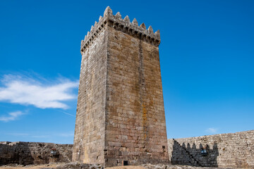 Homage tower of the medieval castle of Melgaço. Nortthern Portugal.