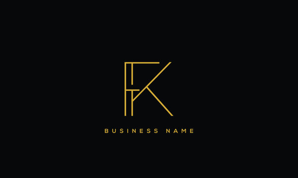 Minimal elegant monogram art logo. Outstanding professional trendy awesome artistic K KF FK initial based Alphabet icon logo. Premium Business logo