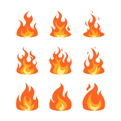 Simple vector flame icons in flat style